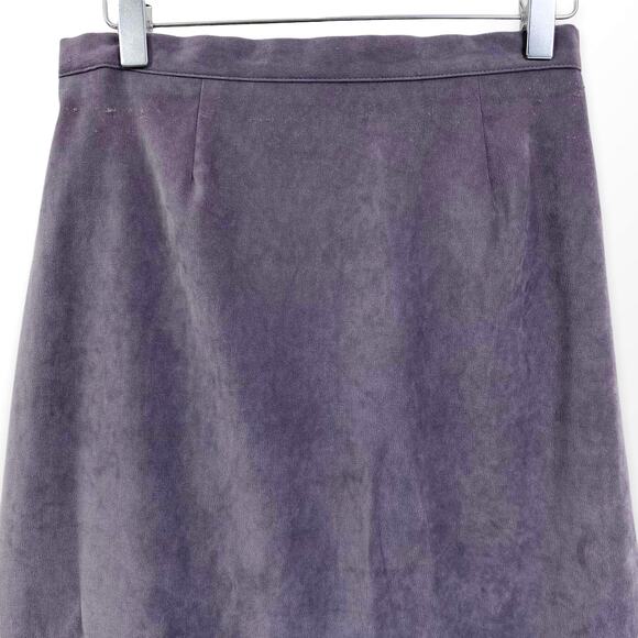 90s Vintage Gray Velour Stretch Waist Back Slit Pencil Skirt - Picture 5 of 8